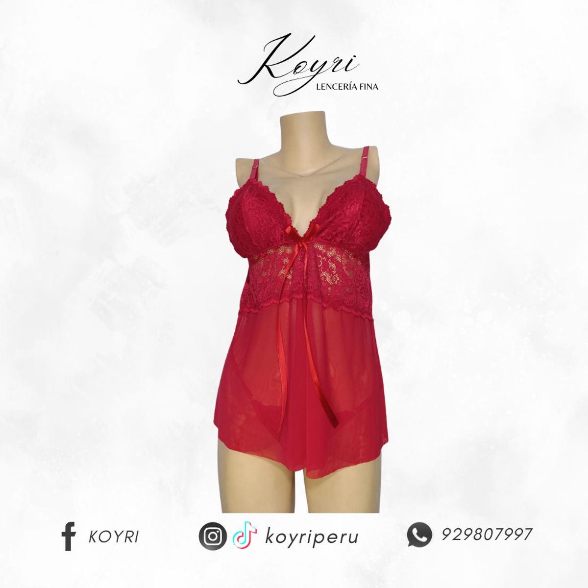 GENERICO - BABYDOLL AZUL 2 PIEZAS - LENCERIA ENCAJE Y TUL LICRADO