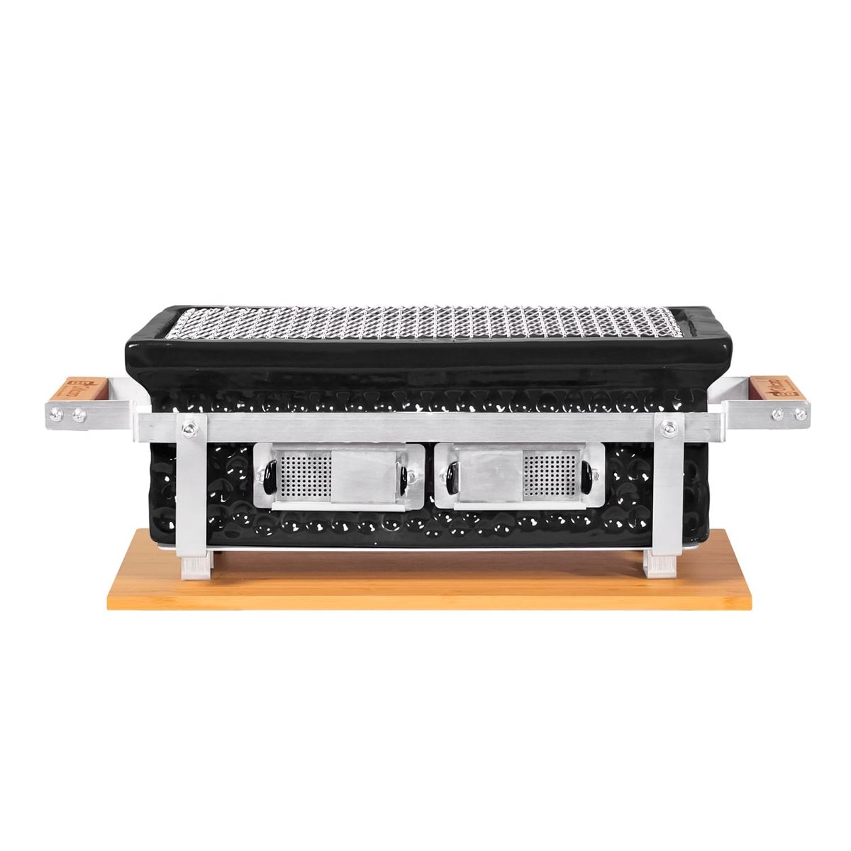 GRILLCORP - Parrilla Rectangular cerámica de mesa Hibachi Negro