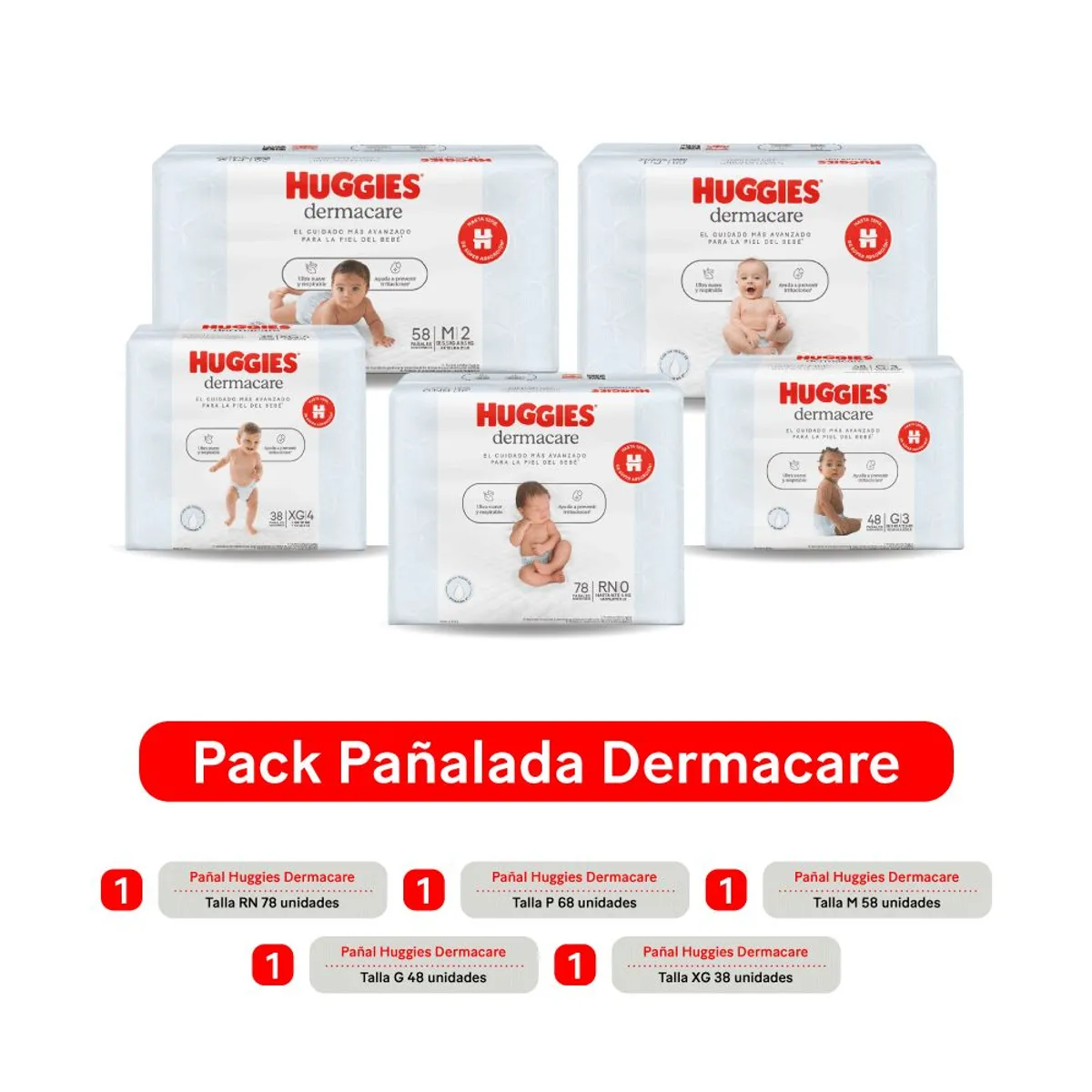 HUGGIES - Pack Pañalada Dermacare Huggies