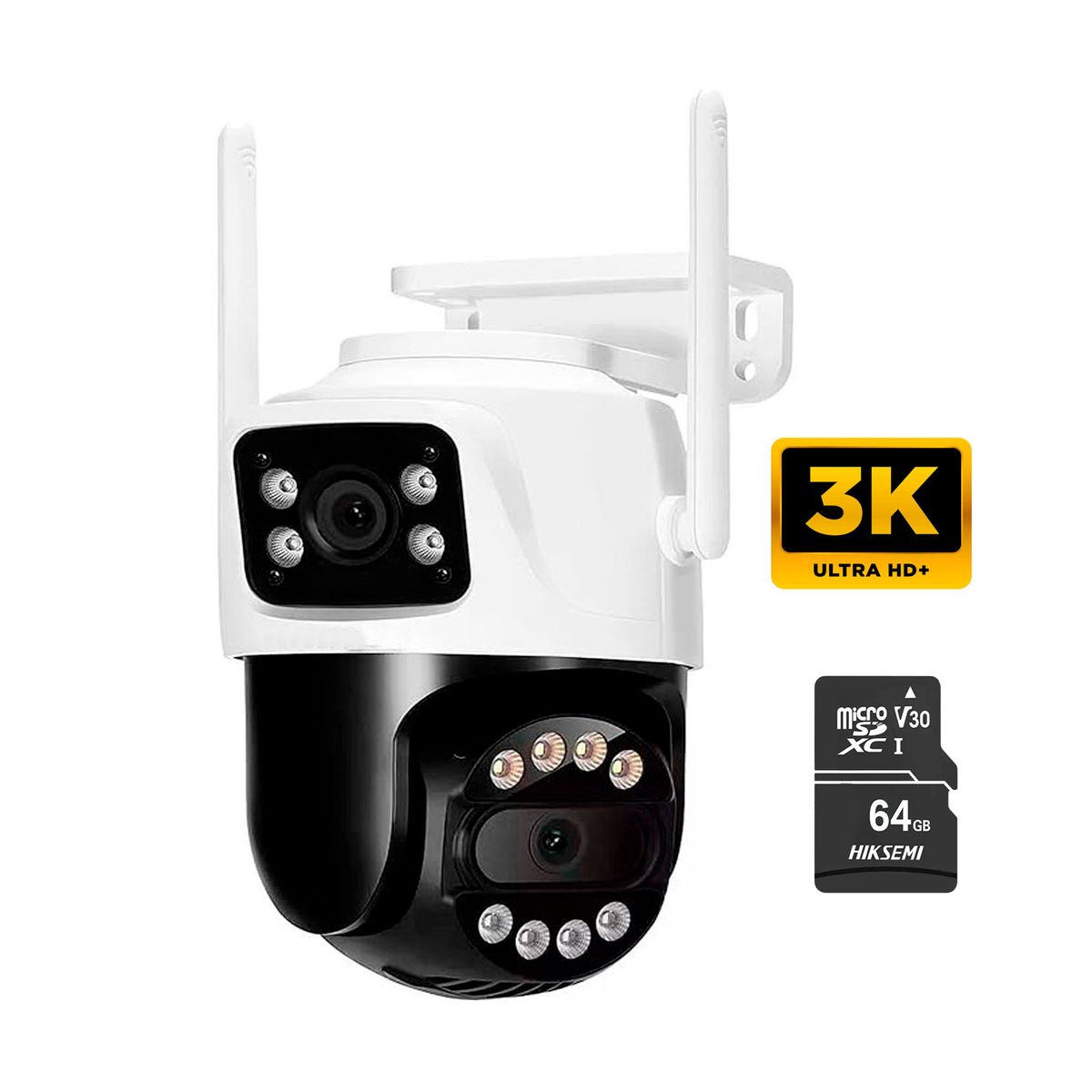 OEM - Cámara de Seguridad Bossney BS-H9010 3K Doble Lente Wifi con MicroSD 64GB