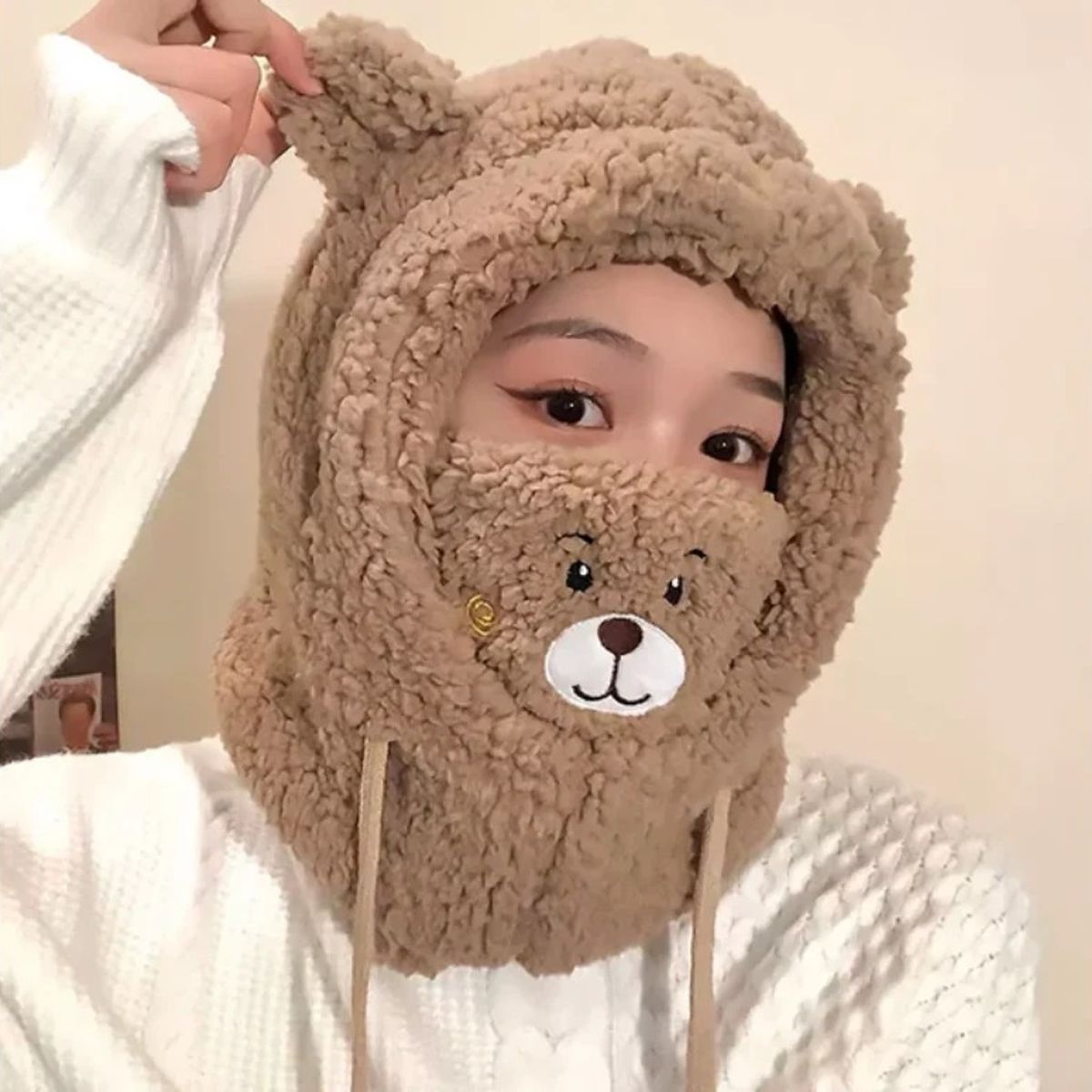 GENERICO - Gorro con Cuellera Osito Invierno - Marron