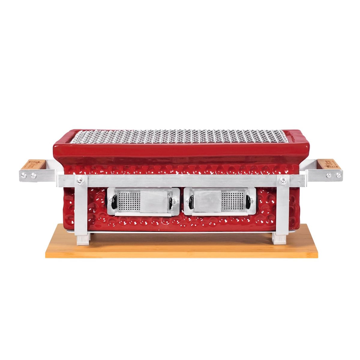 GRILLCORP - Parrilla Rectangular cerámica de mesa Hibachi Rojo