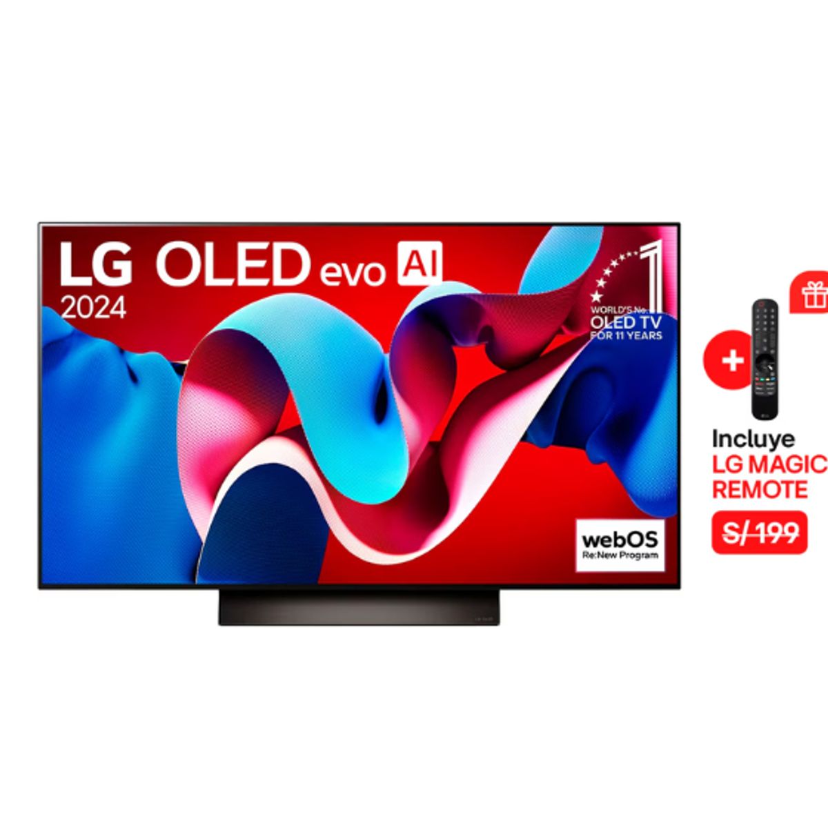 LG - Televisor 55" LG Oled Evo 4k Thinq Ai Oled55c4psa Alpha 9 Gen7