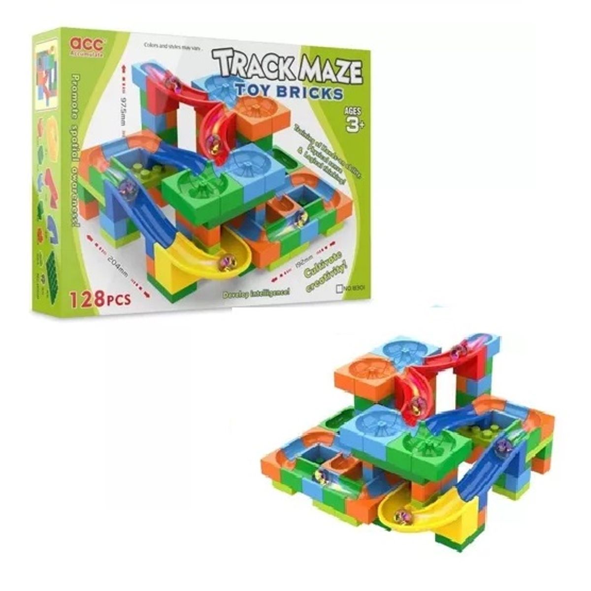 GENERICO - Lego Carrera de Canicas - Track Maze - 128 Pcs