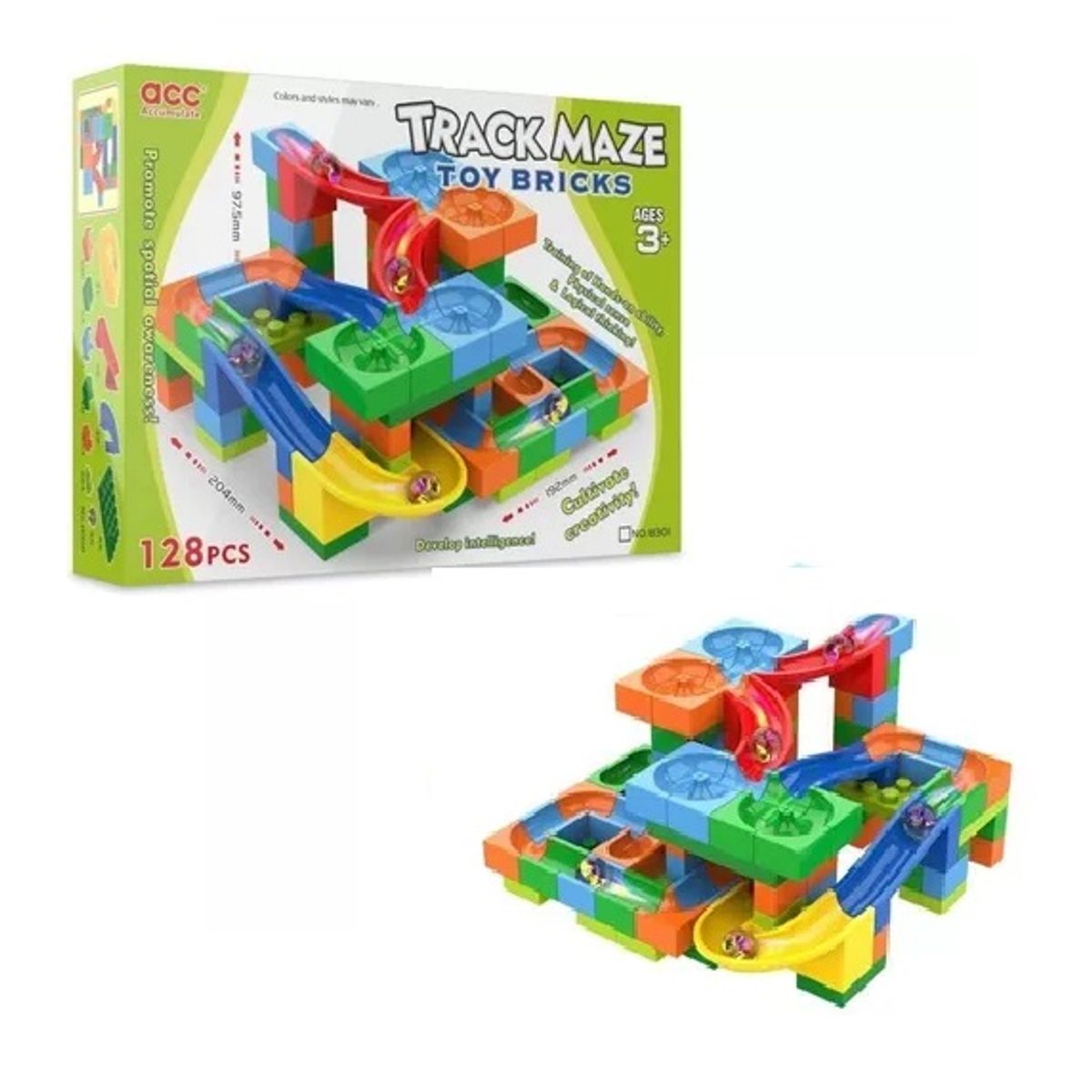 GENERICO - Lego Carrera de Canicas - Track Maze - 128 Pcs