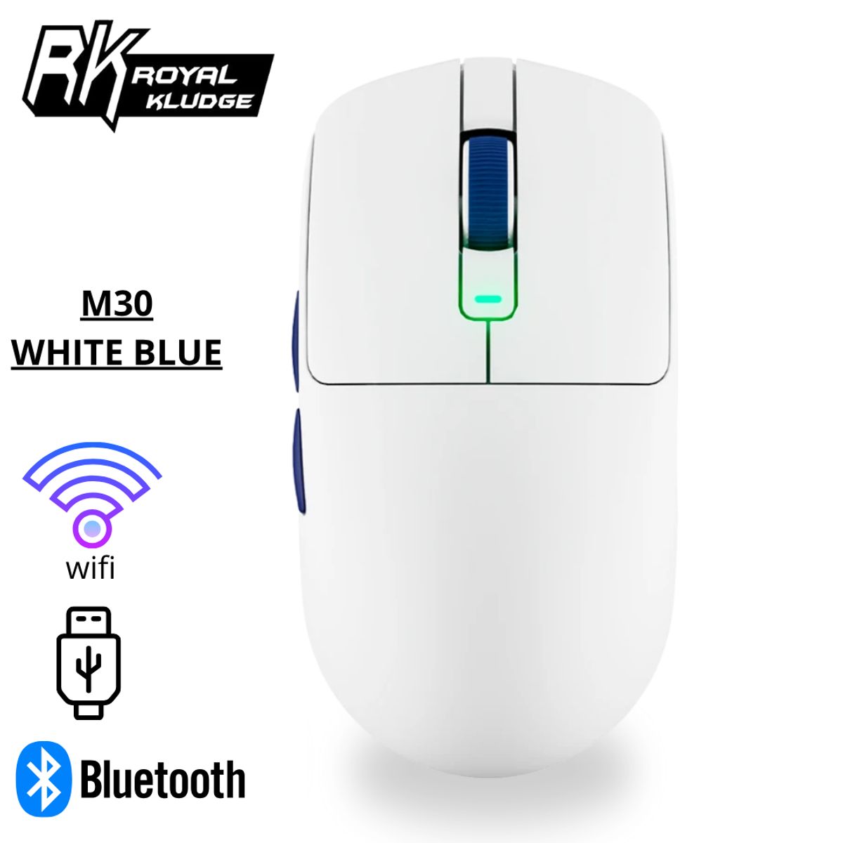 ROYAL KLUDGE - Mouse Royal Kludge M30 Inalambrico WHITE BLUE