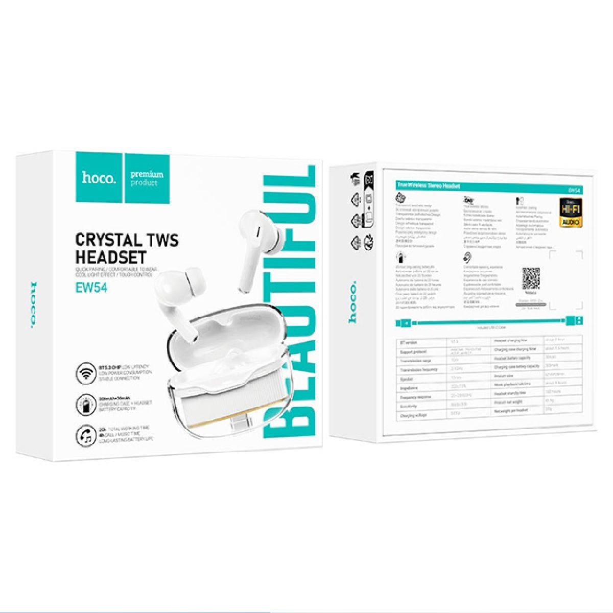 HOCO - Audífonos Inalámbricos Crystal TWS EW54 Hoco Blanco