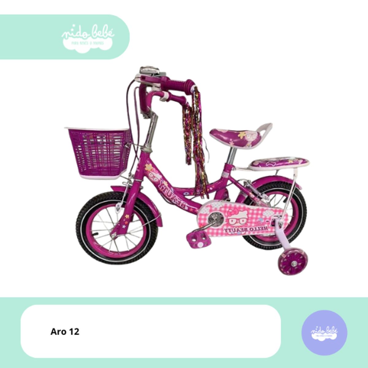 GENERICO - Bicicleta infaltil aro 12 modelo kitty lila