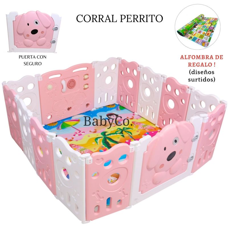 FIRST TOY - CERCO INFANTIL PLEGABLE PERRITO ROSADO