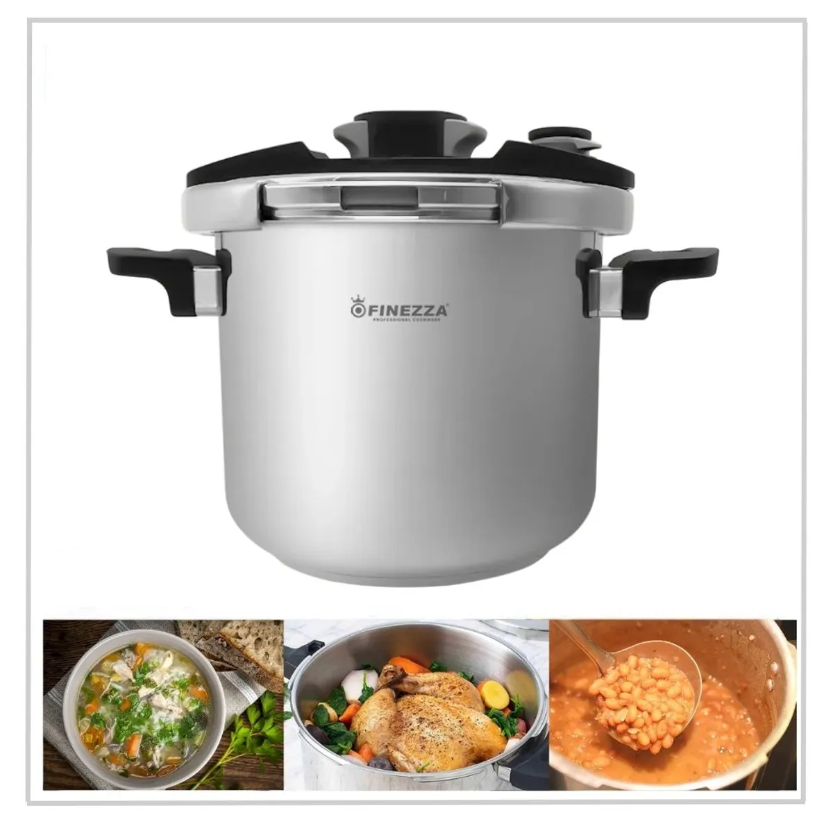 FINEZZA - Olla a Presión Finezza de Acero Inoxidable de 7L  FZ-847AP-IN
