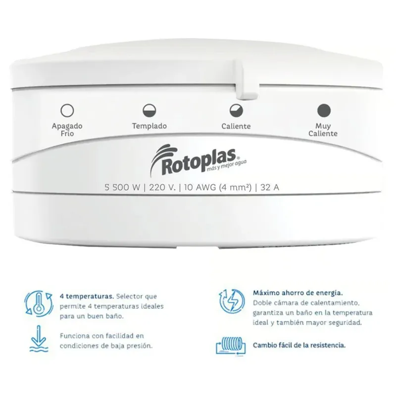 ROTOPLAS - Rapiducha electrica rotoplas 4 temperaturas blanco