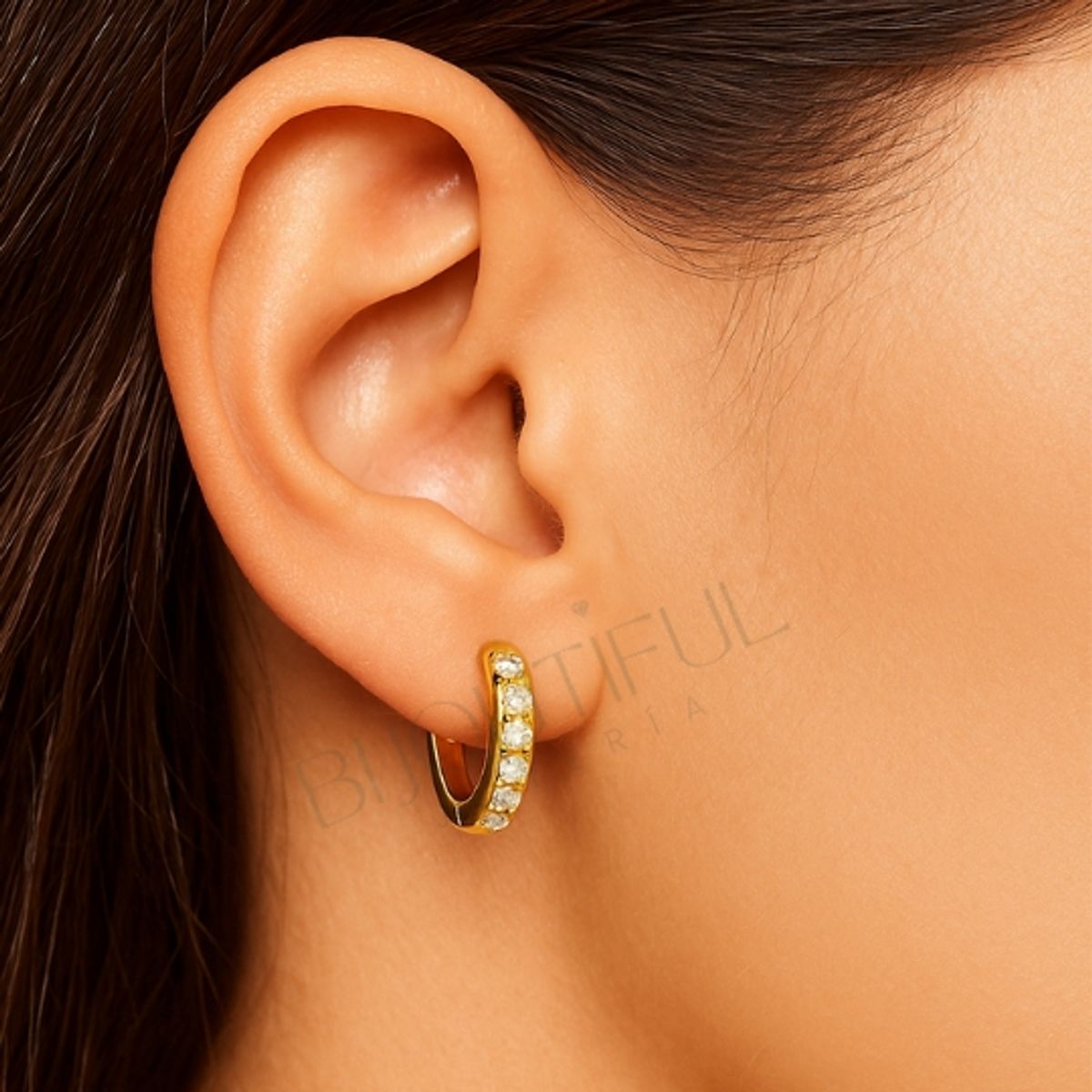 GENERICO - Argollas Colgante Brillos Gold Rose Mujer Mini Waterproof