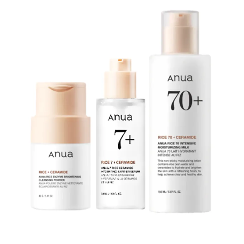 ANUA - SET ANUA RICE CARE CLEANSING + HIDRATING SERUM + INTENSIVE MILK