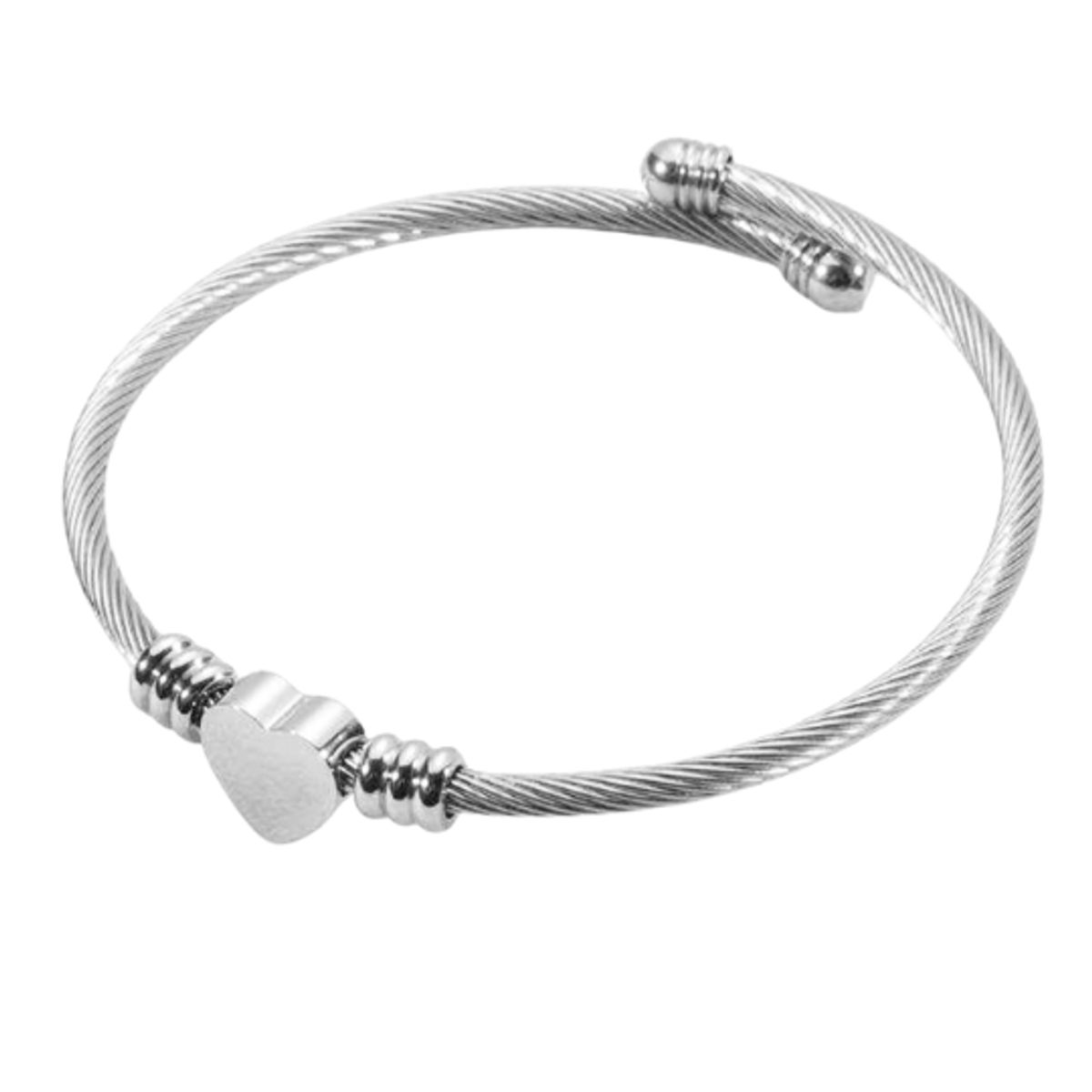 GENERICO - Puñera Pulsera Bangle Corazón Mujer Baño Oro Rosa Ajustable