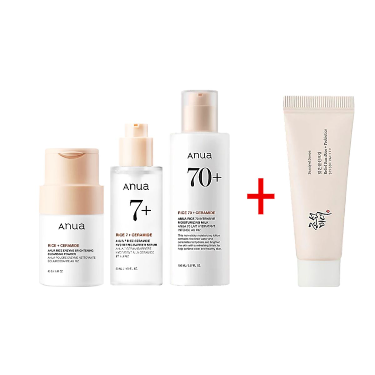 GENERICO - SET ANUA RICE CARE + BEAUTY OF JOSEON RELIEF SUN:  LIMPIEZA, HIDRATACIÓN Y PROTECCIÓN