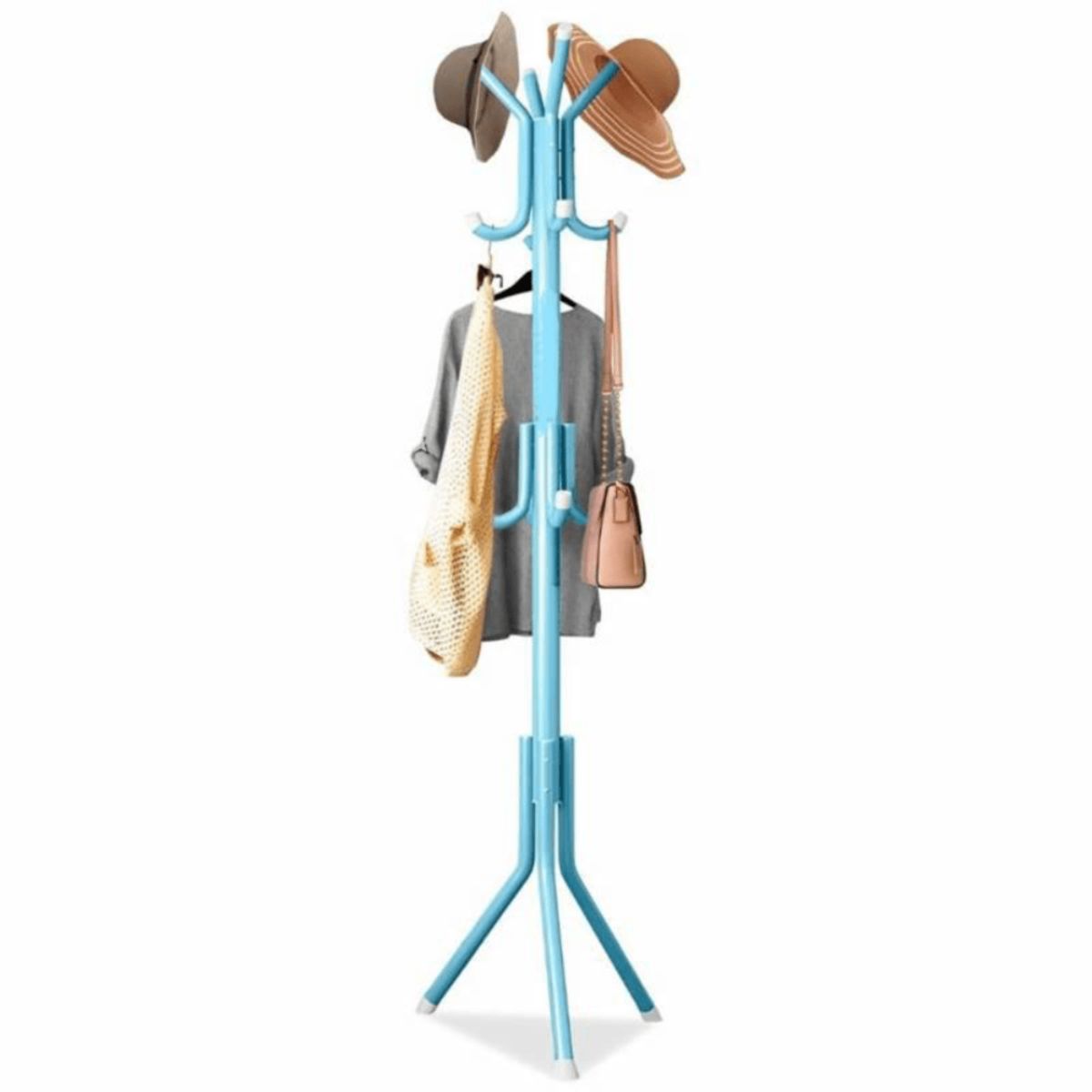 GENERICO - Perchero de Pie Metal Organizador Colgador Estante 1.75 MT Celeste