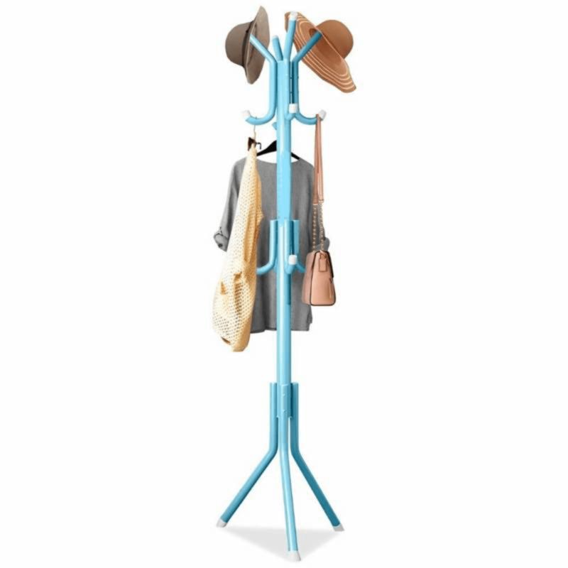 GENERICO - Perchero de Pie Metal Organizador Colgador Estante 1.75 MT Celeste