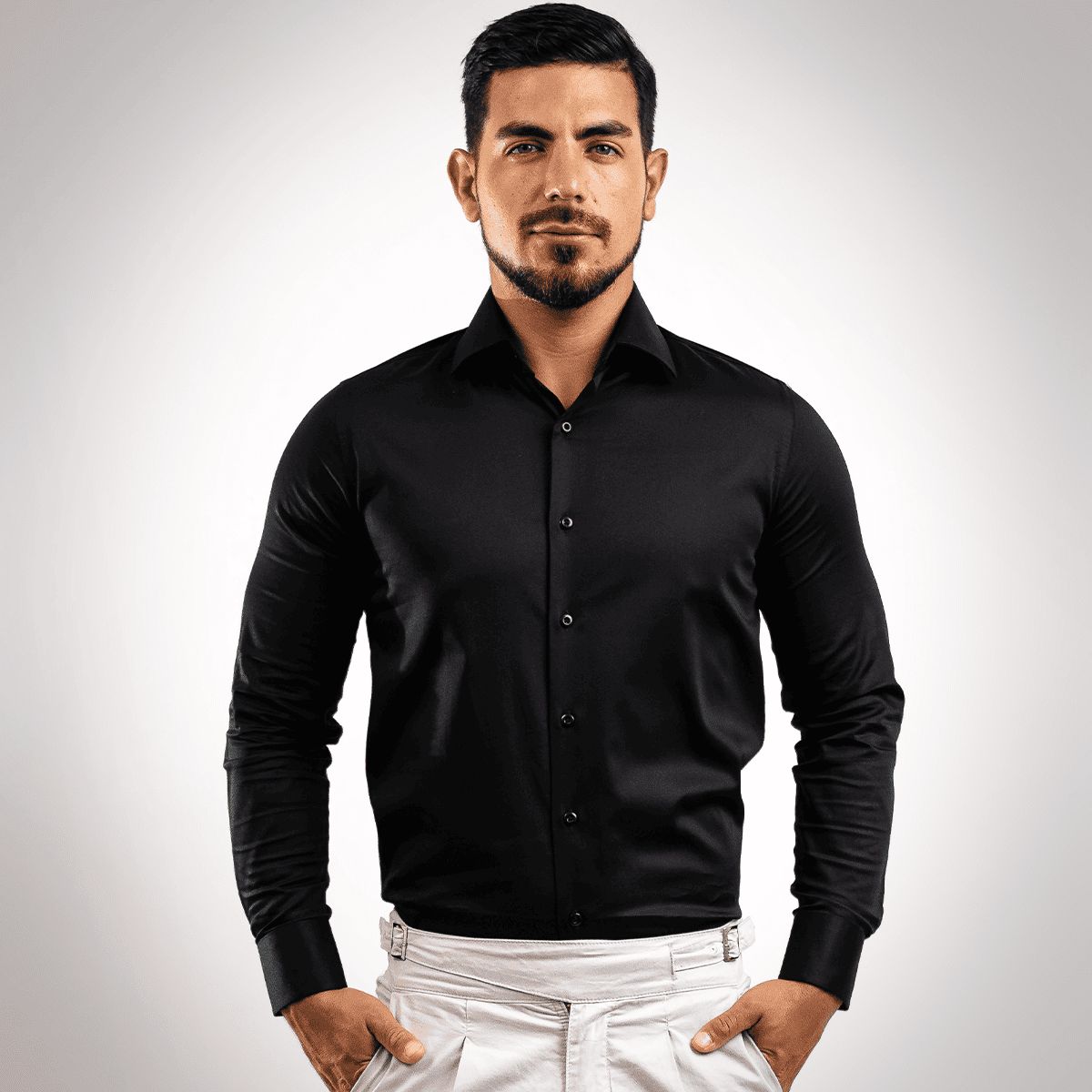BARBADENS - Camisa de Vestir Algodón Stretch Slim Fit Barbadens Hombre