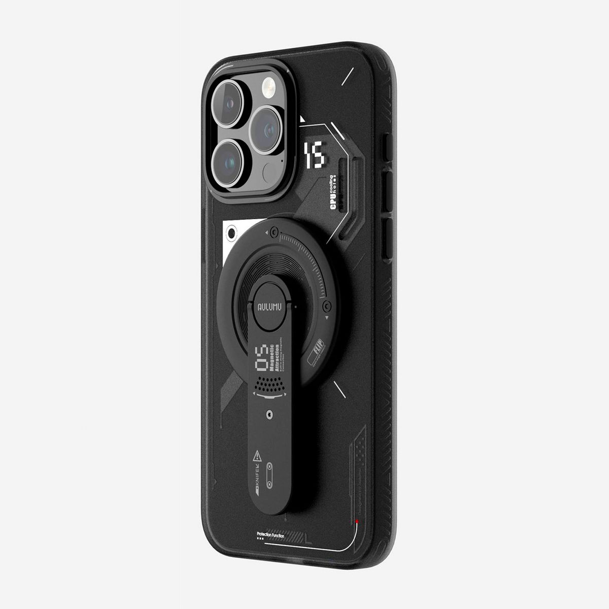 AULUMU - Parante Aulumu Para iPhone 17 16 15 14 Metálico Magnético 360 Negro