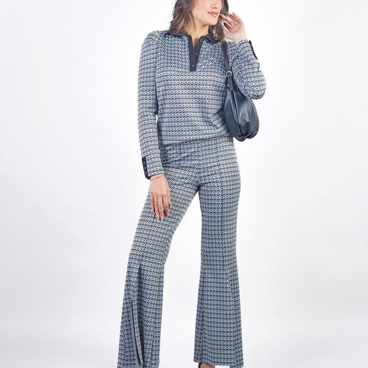 MICHELLE BELAU - JULY - POLO MANGA LARGA CON ESTAMPADO GEOMÉTRICO