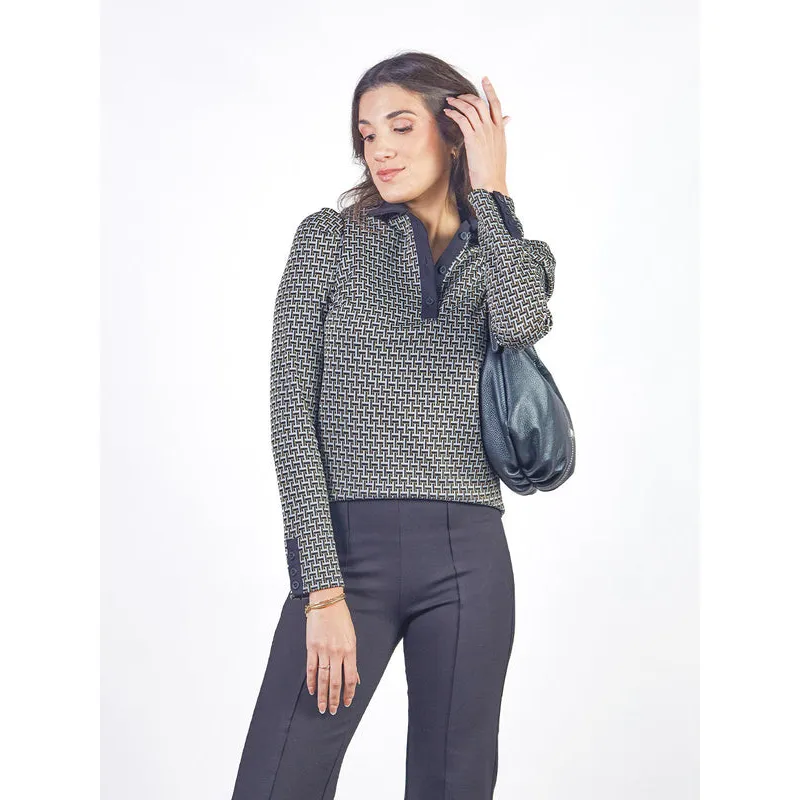 MICHELLE BELAU - ARANTZA - POLO MANGA LARGA CON ESTAMPADO GEOMÉTRICO