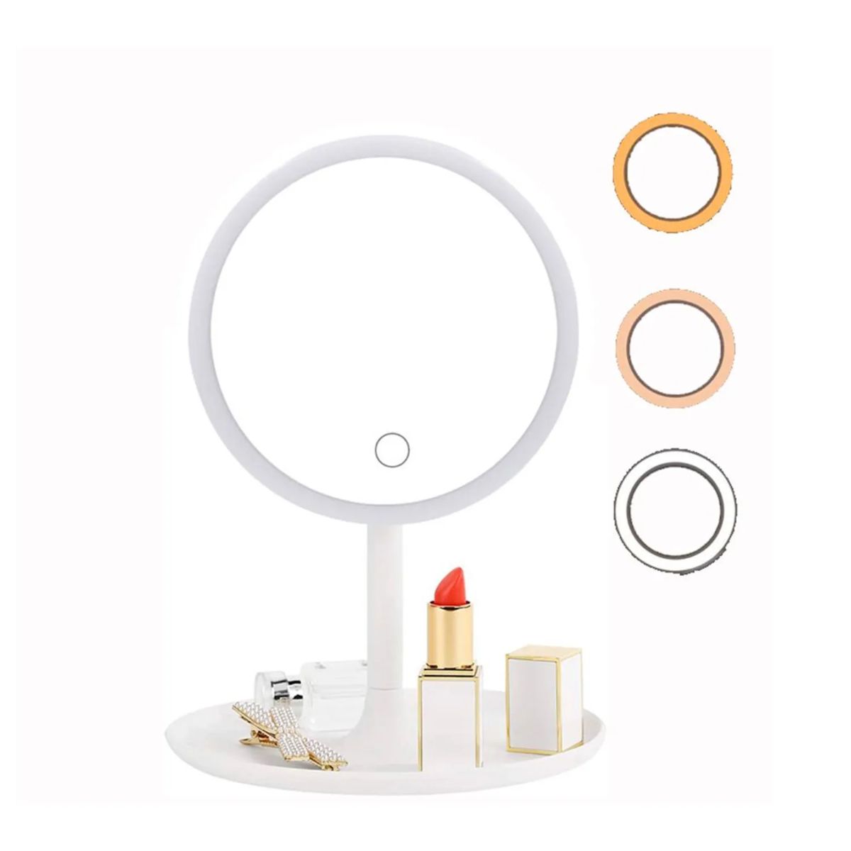 GENERICO - Espejo para Maquillaje con Luz LED Redondo con Encendido táctil - Blanco