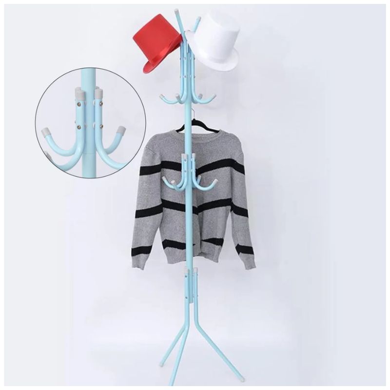 GENERICO - Perchero de Pie Metal Organizador Colgador Estante 1.75 MT Celeste