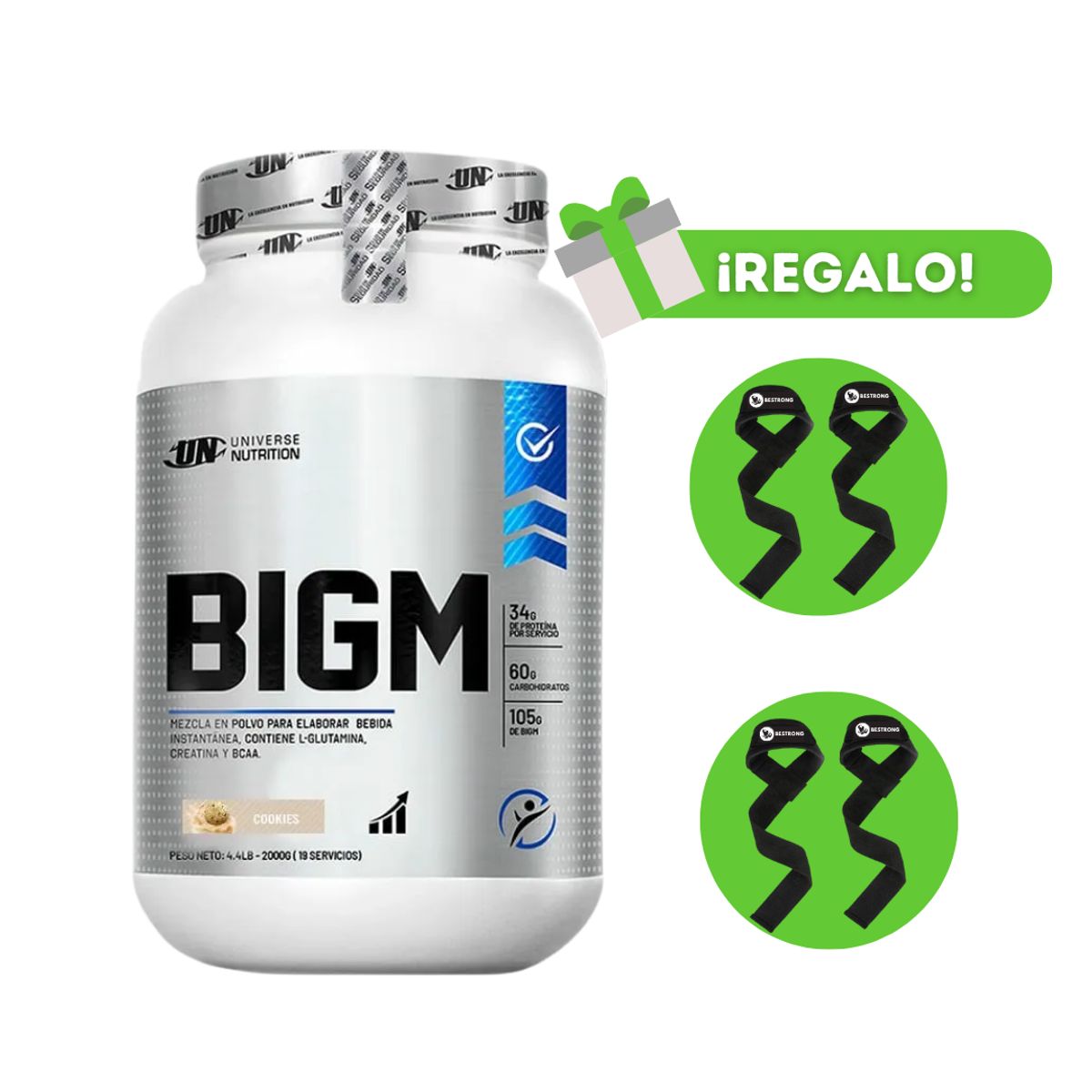 UNIVERSE NUTRITION - PROTEÍNA BIGM 2K COOKIES+ 2 STRAPS