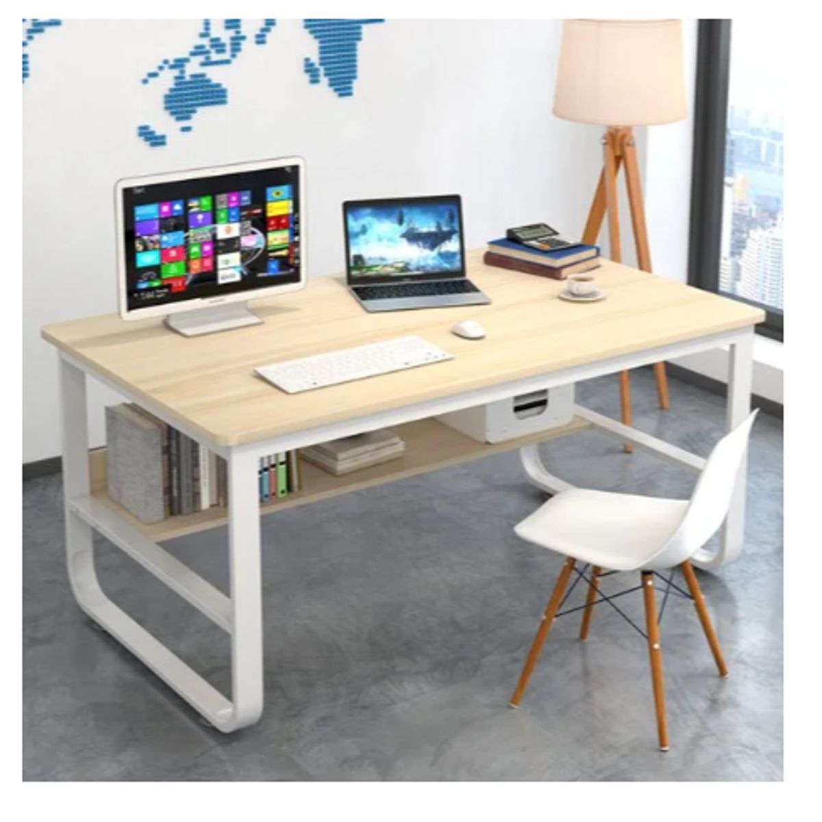 GENERICO - ESCRITORIO DAMARIS COLOR BLANCO METAL Y MELAMINA