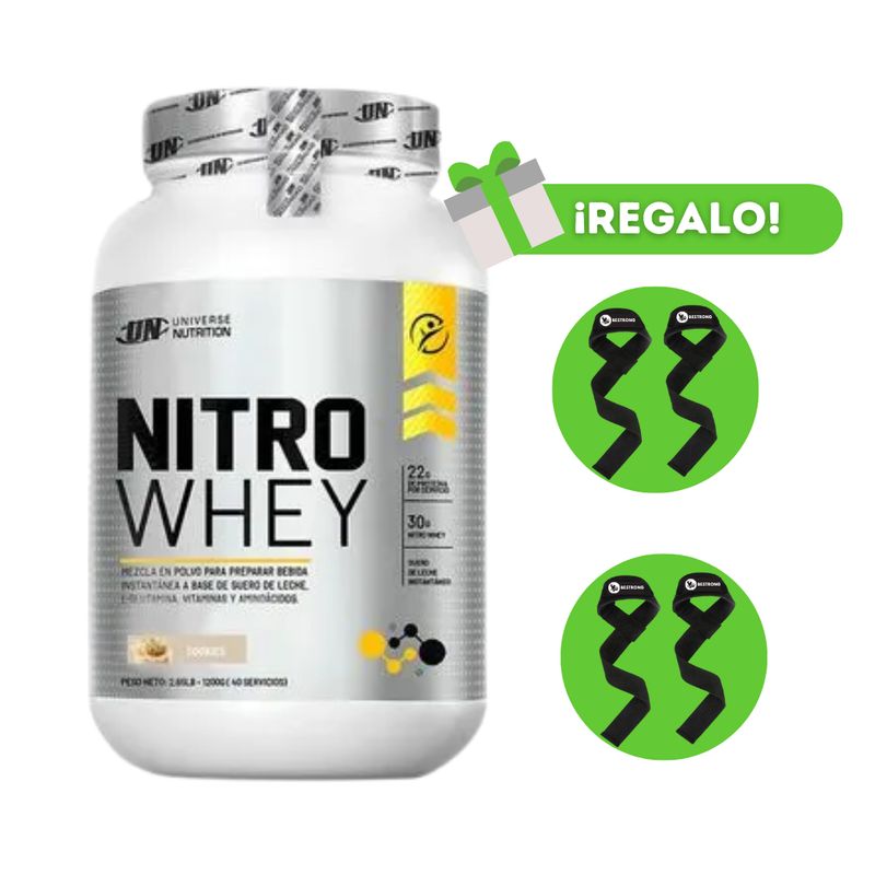 UNIVERSE NUTRITION - PROTEÍNA NITRO WHEY 1K COOKIES + 2 STRAPS