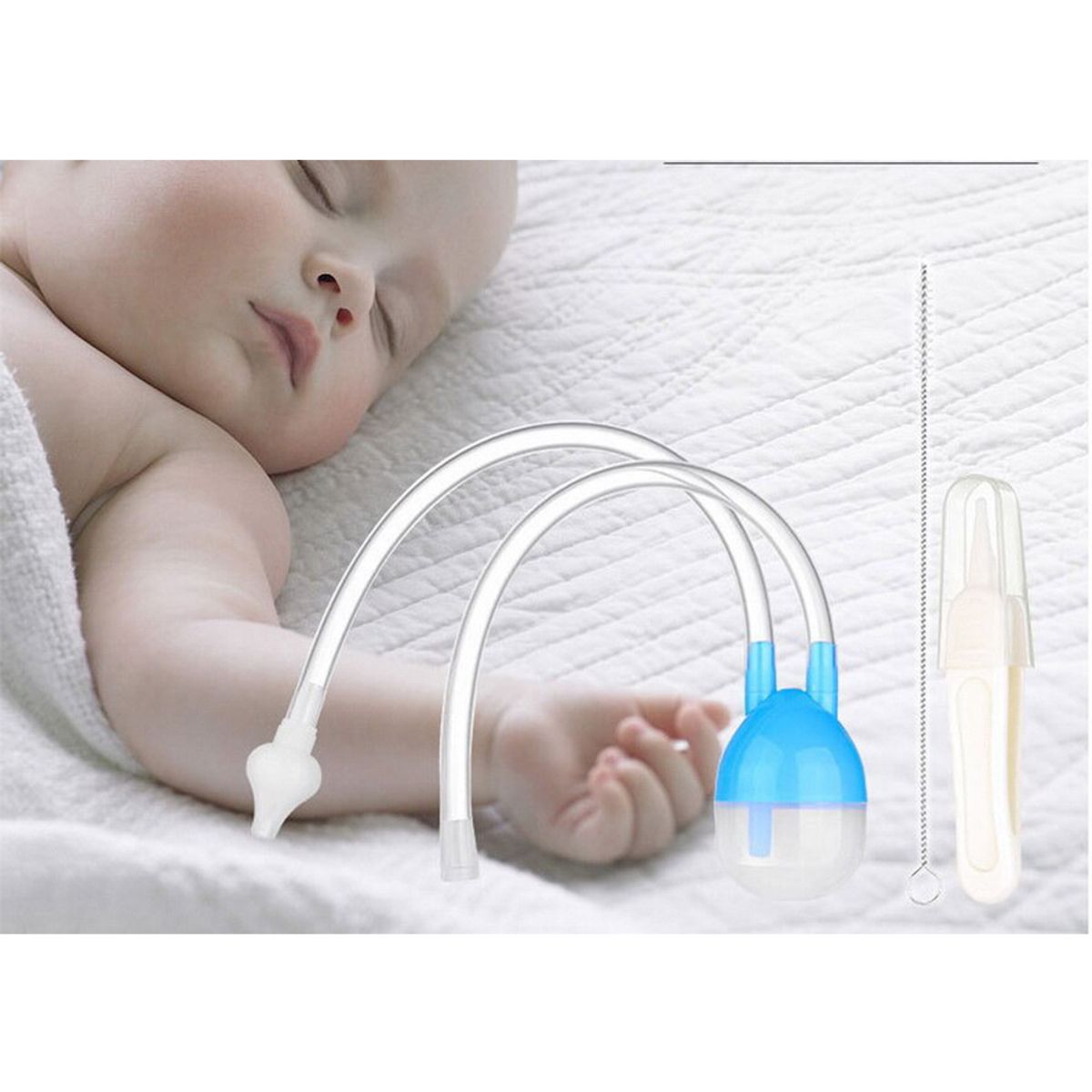 GENERICO - Aspirador Limpiador Nasal Congestión Mocos Bebé Celeste