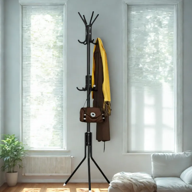 GENERICO - Perchero de Pie Metal Organizador Colgador Estante 1.75 MT Negro