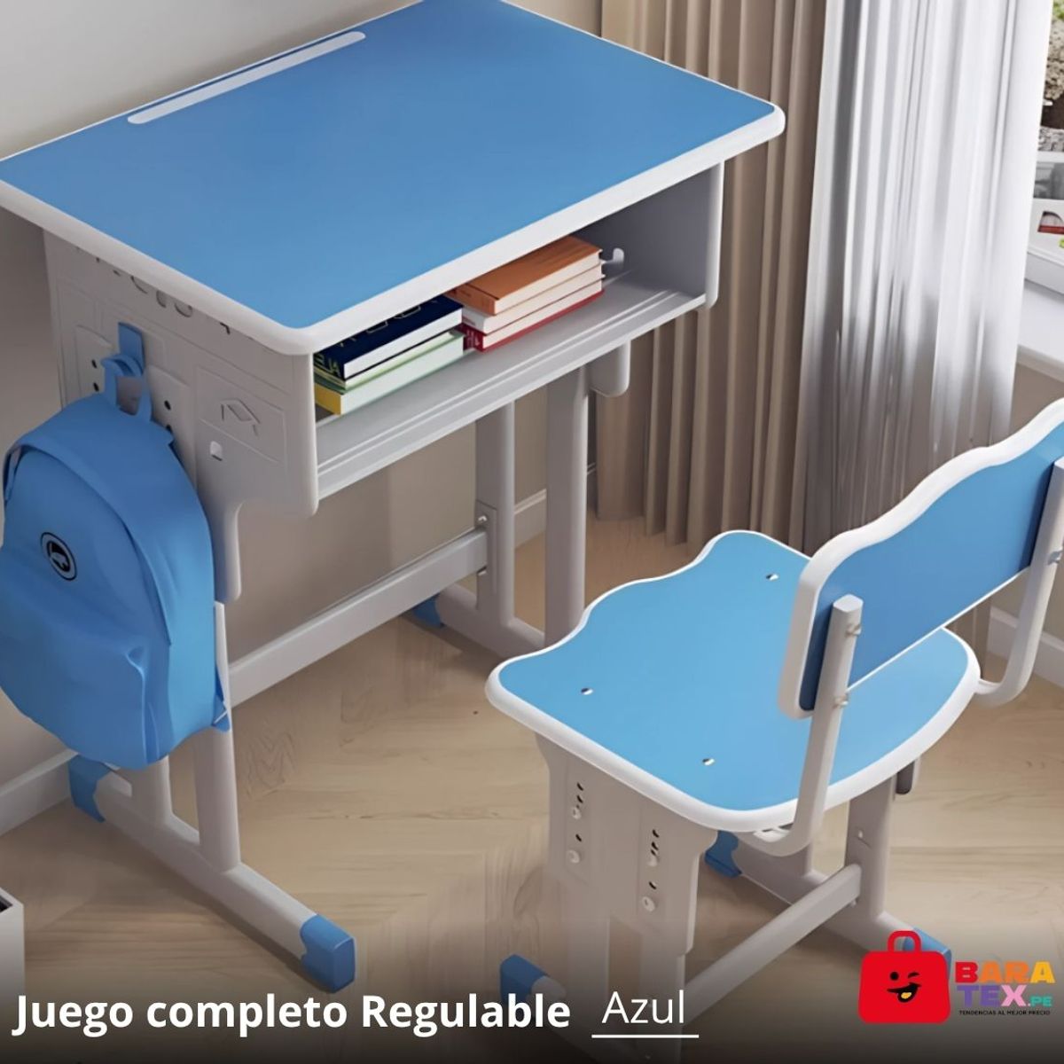GENERICO - Escritorio y silla para niños regulable - AZUL