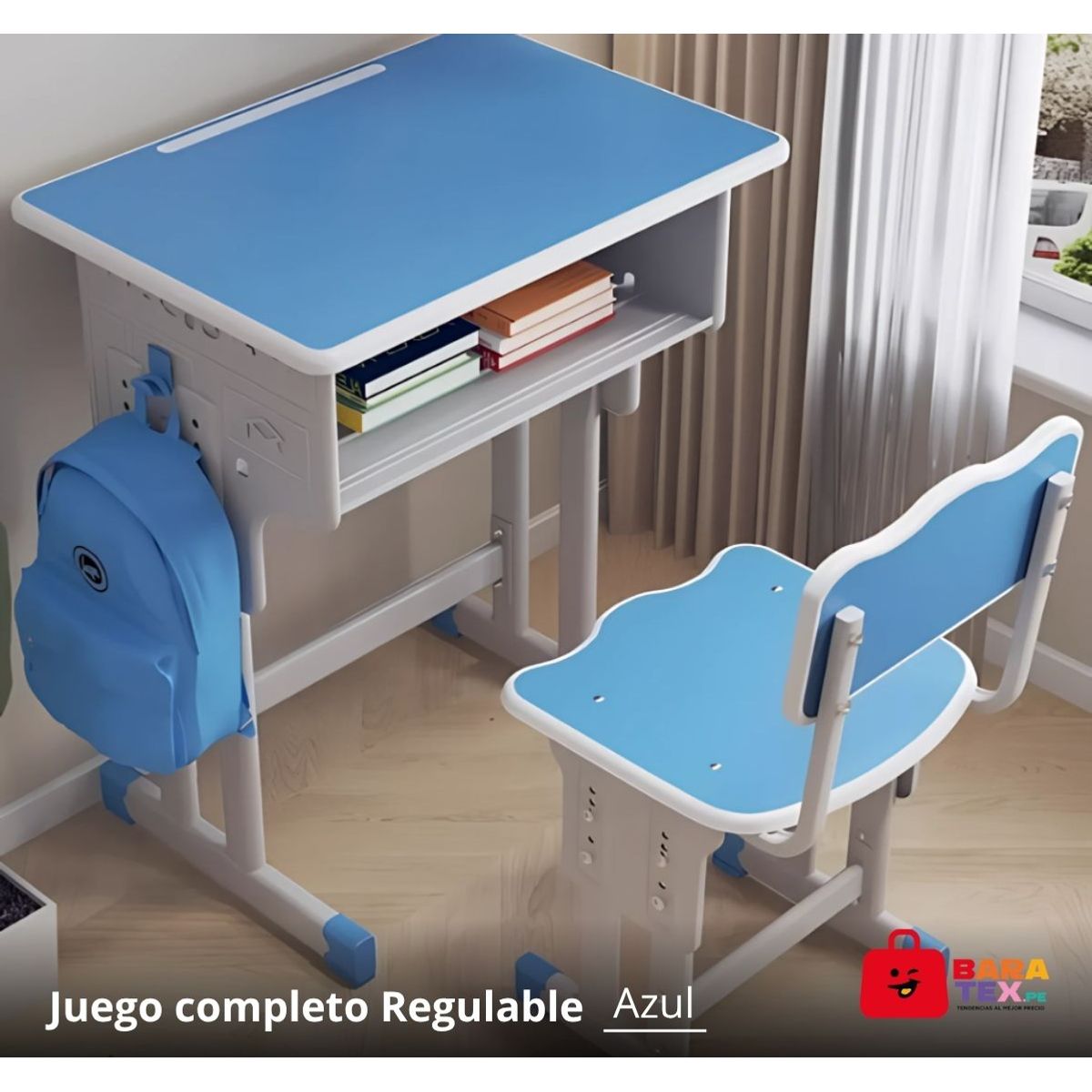 GENERICO - Escritorio y silla para niños regulable - AZUL