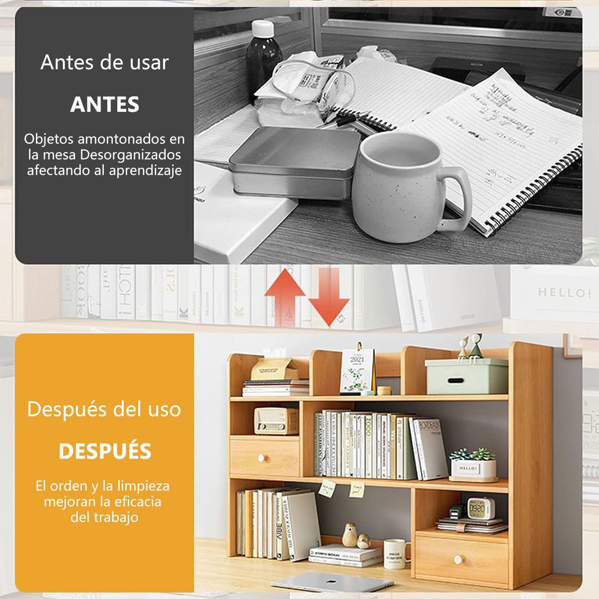 ANYHOGAR - Organizador Estante Ensamblar De Mesa Escritorio Cajón 83cm