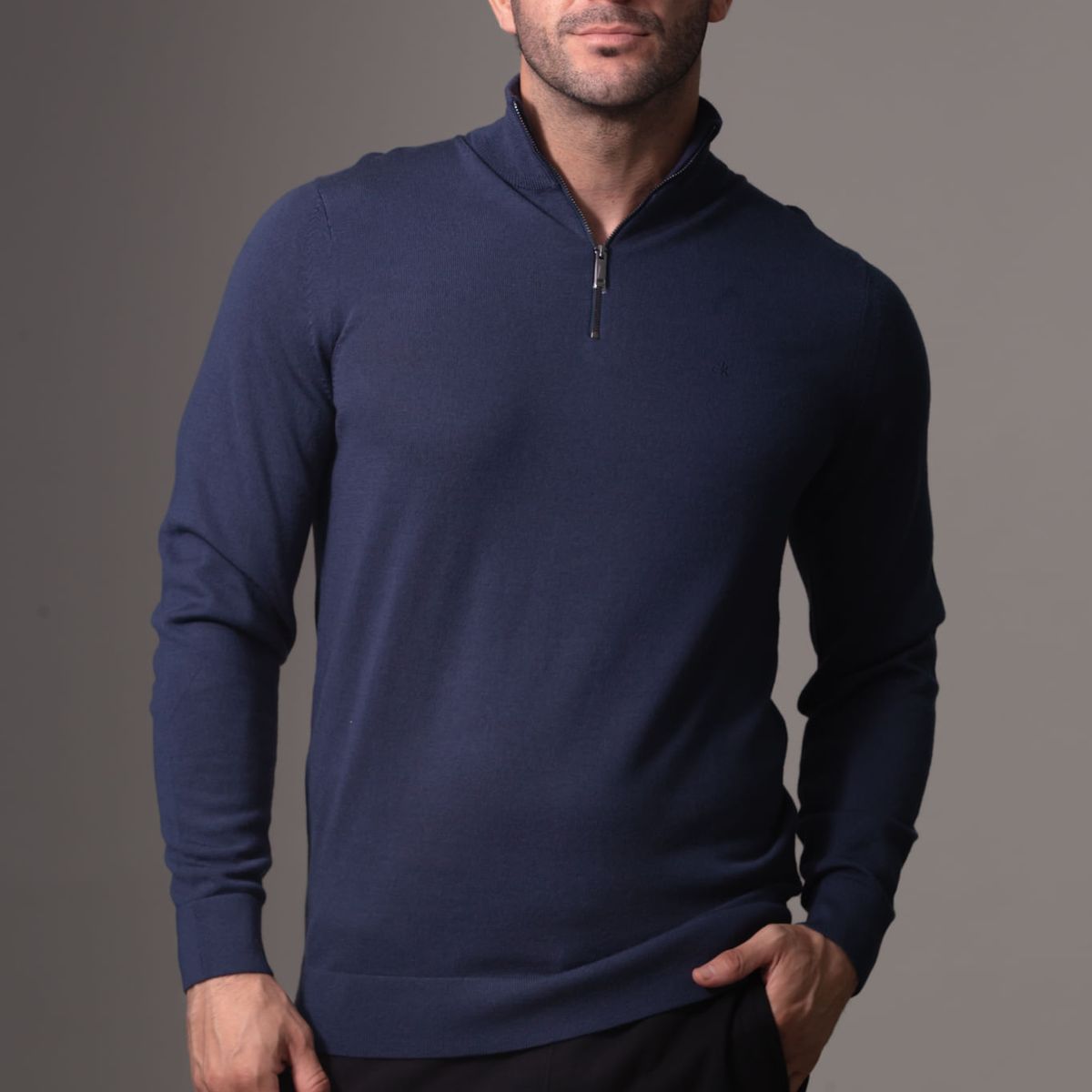 CALVIN KLEIN - SWEATER MERINO RWS QUARTER ZIP