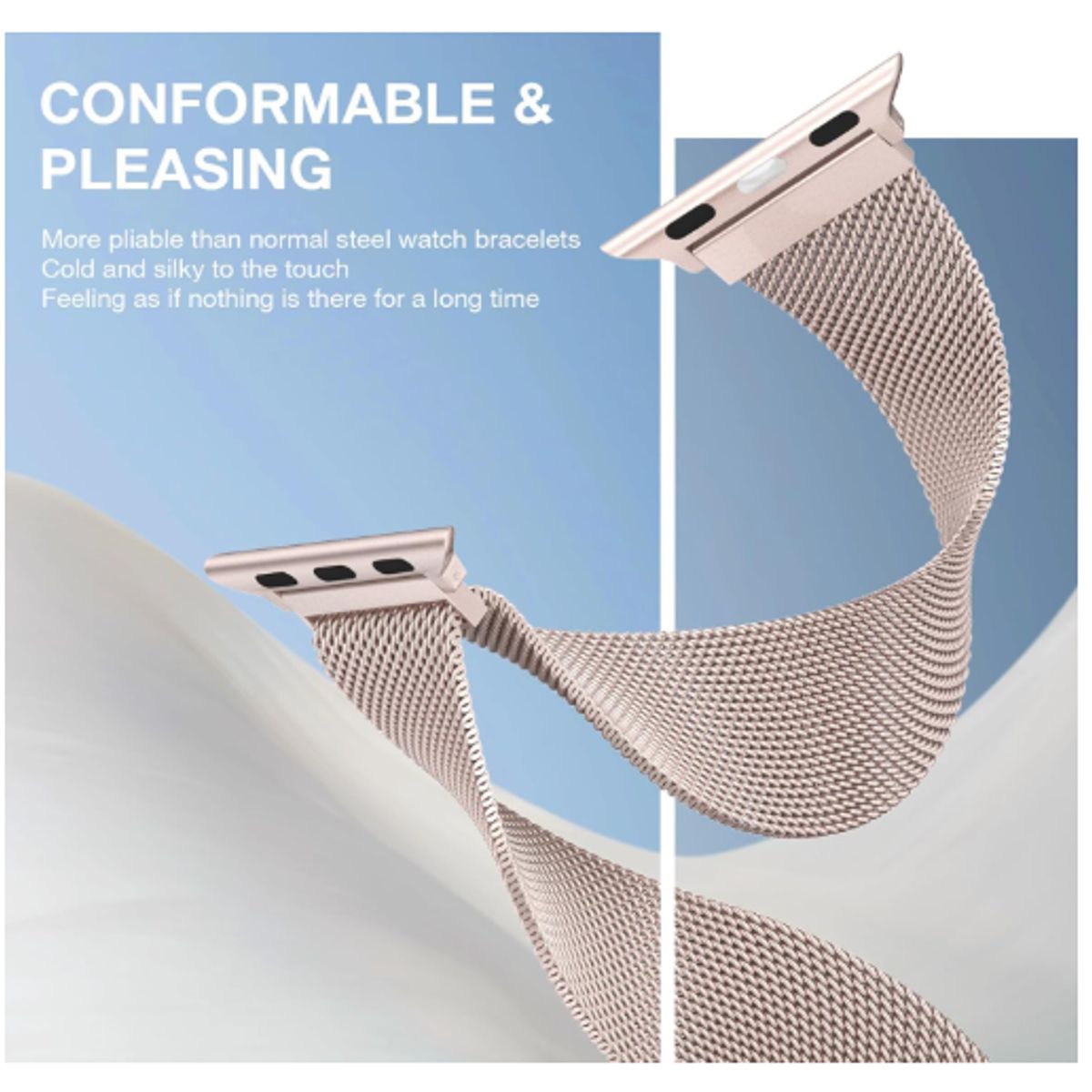 GENERICO - Correa de Acero Milanesa para Apple Watch 46mm - ROSE GOLD