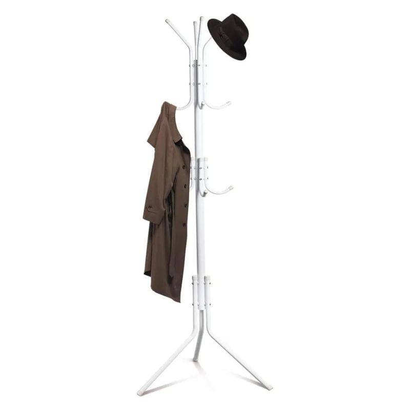 GENERICO - Perchero de Pie Metal Organizador Colgador Estante 1.75 MT Blanco