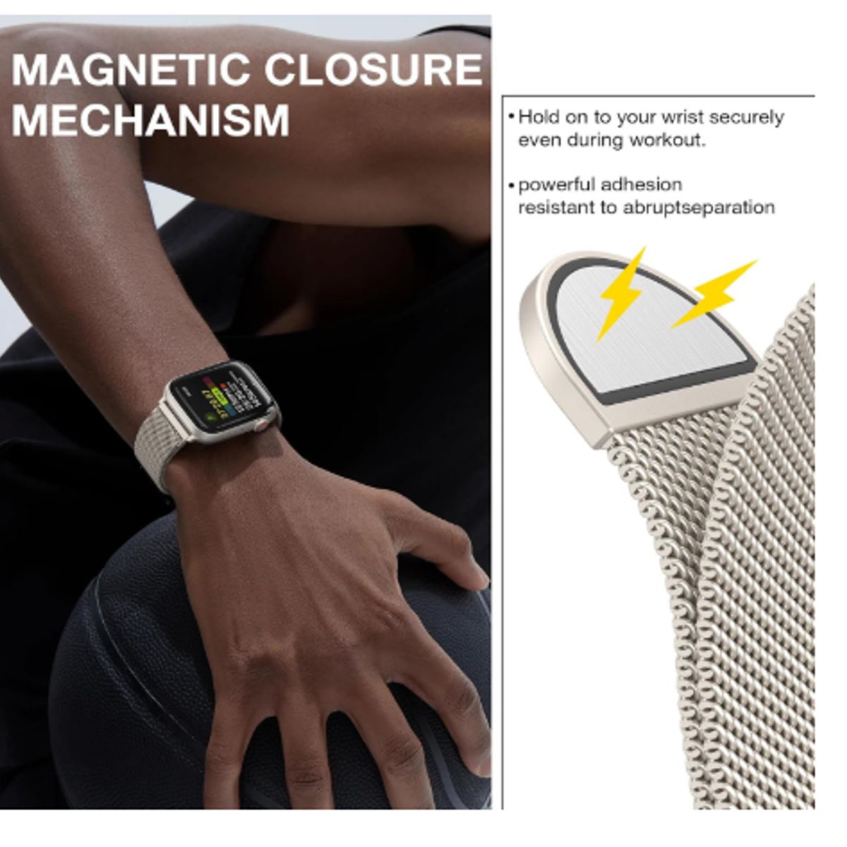 GENERICO - Correa de Acero Milanesa para Apple Watch 45mm - STARLIGHT