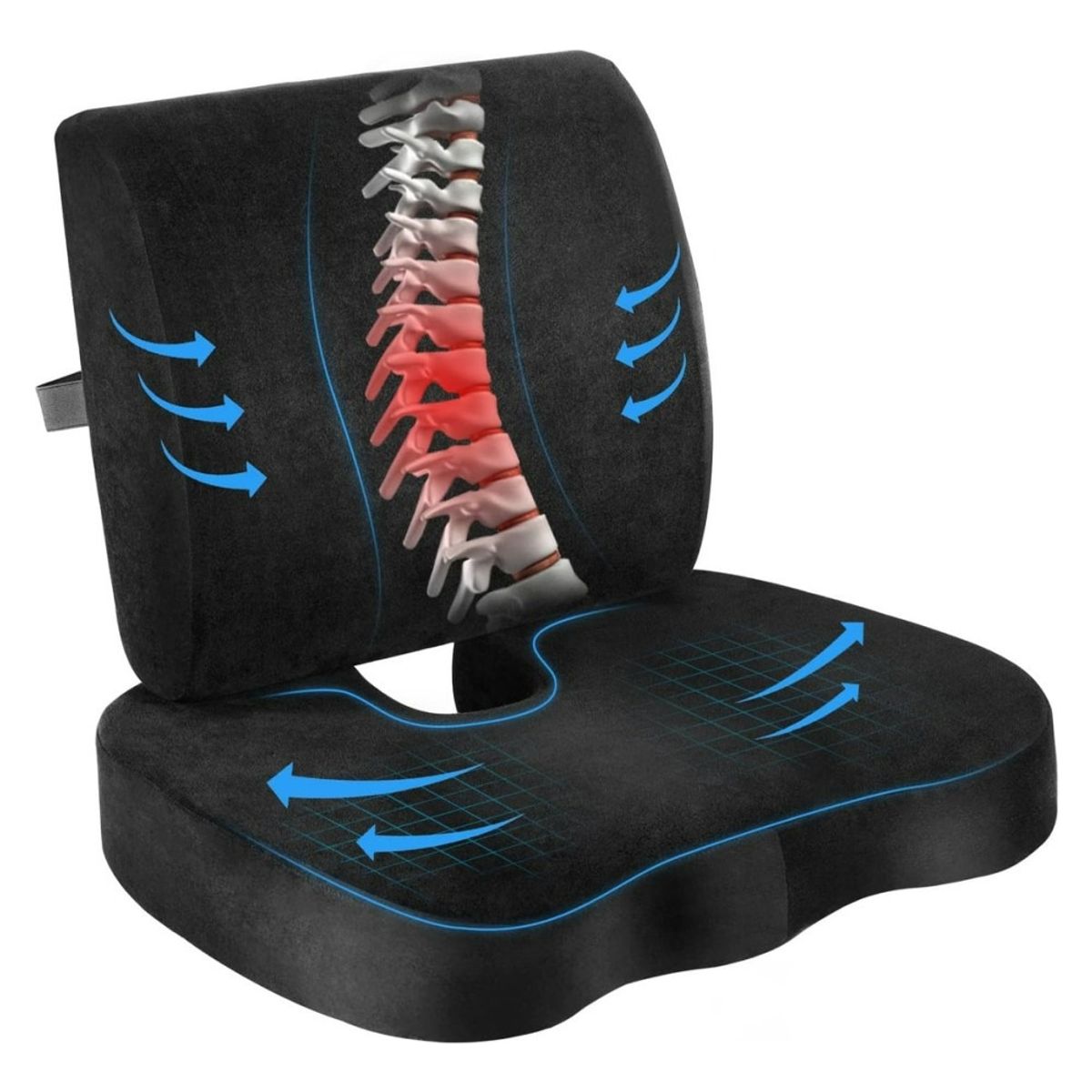 ANYHOGAR - Cojin Lumbar Ergonomico Y Asiento Para Sillas