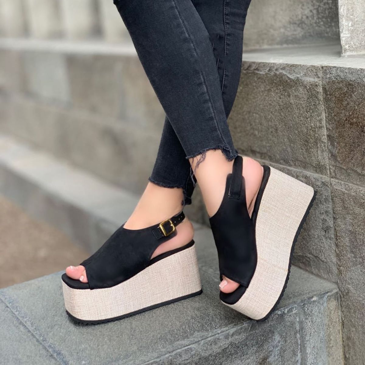 GENERICO - Sandalia mujer cuña 9 incorpodara yute