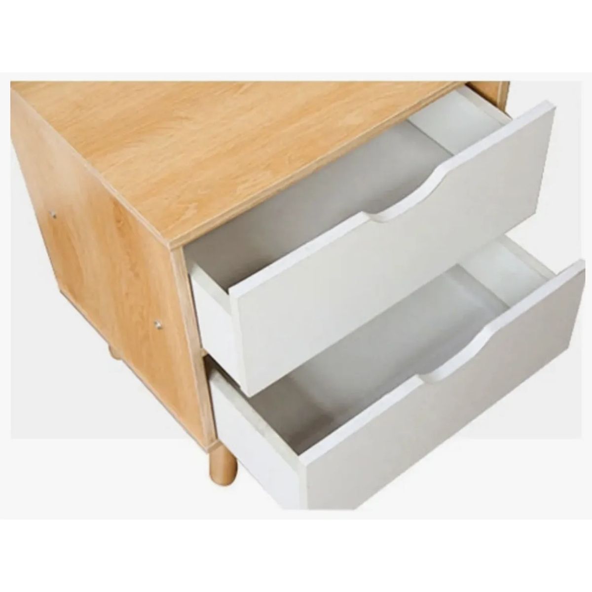 TU MESITA - Velador Vintage Moderno Scandi 2 Cajones HayaBlanco TU MESITA