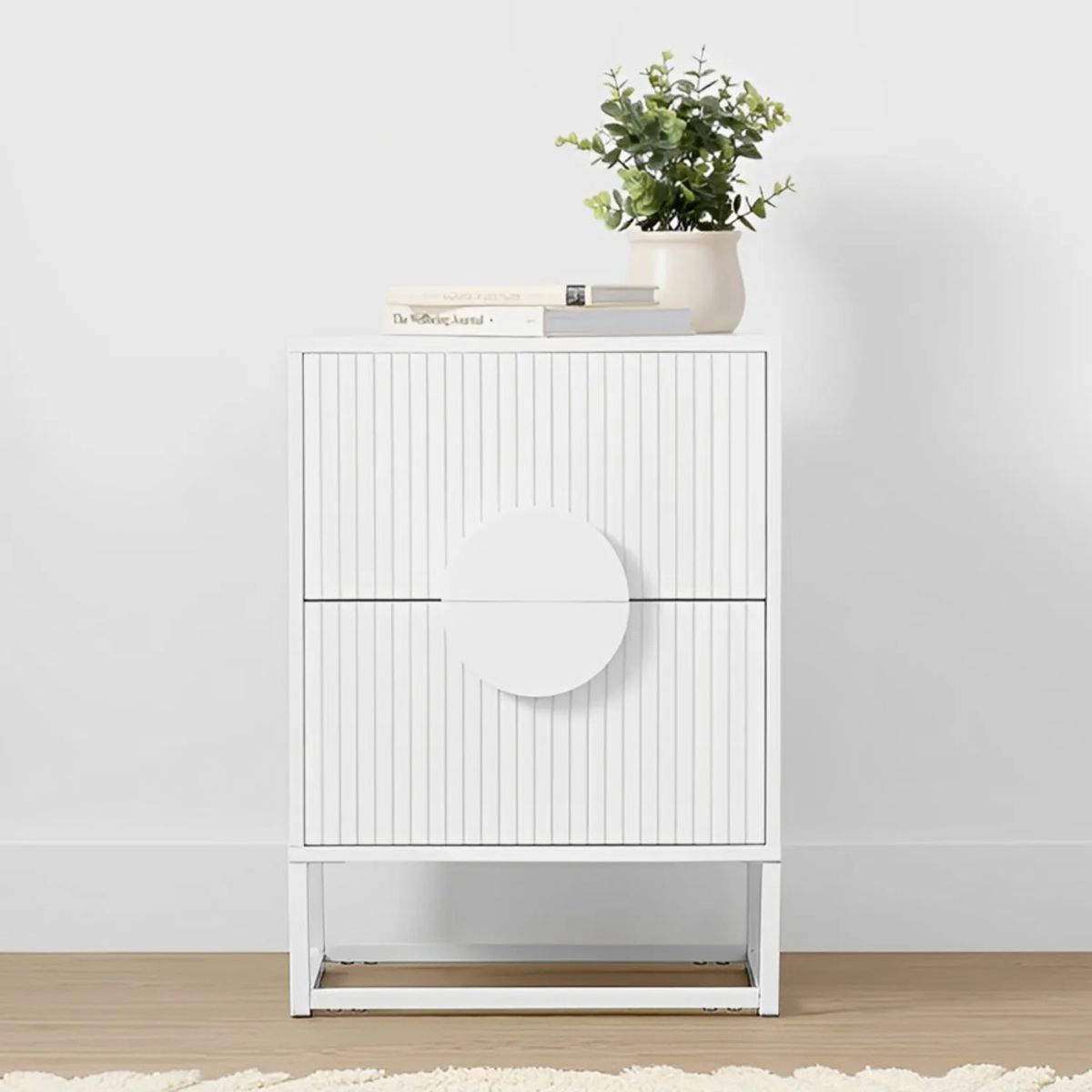 TU MESITA - Velador Moderno Zen White 2 Cajones TU MESITA