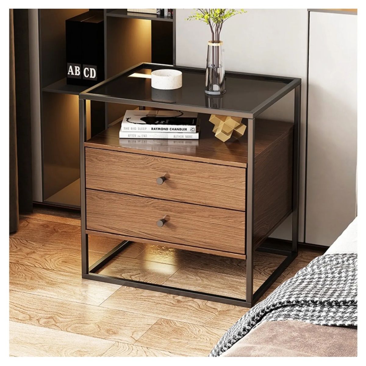 TU MESITA - Velador Industrial Alex color Catania 2 Cajones TU MESITA