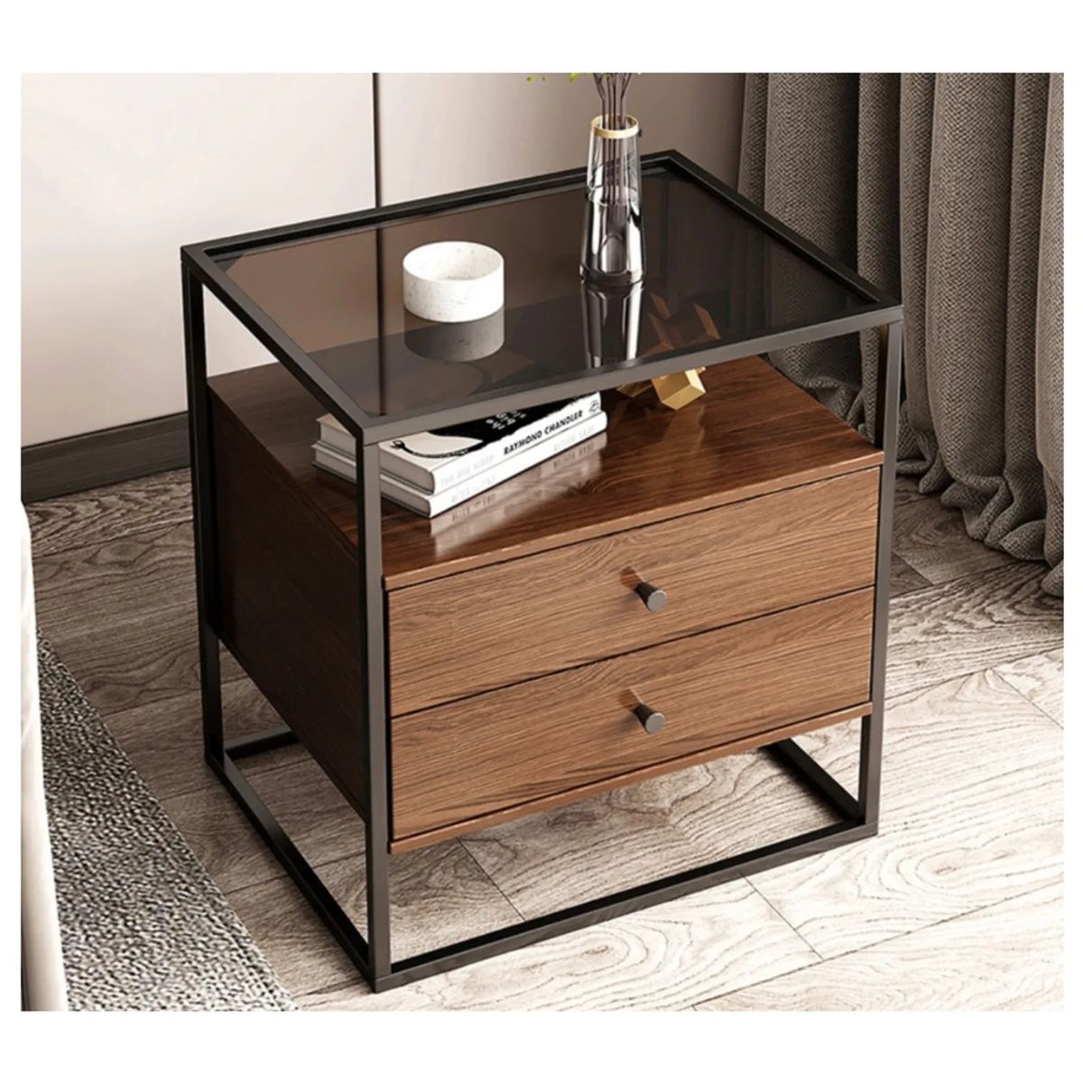 TU MESITA - Velador Industrial Alex color Catania 2 Cajones TU MESITA