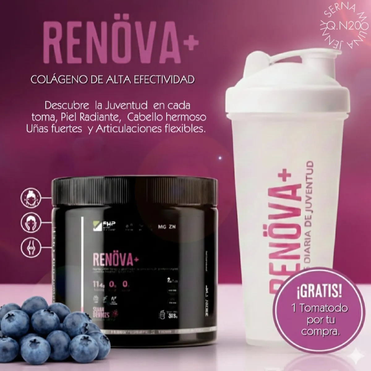 GENERICO - COLAGENO RENOVA + CON PEPTIDOS ACTIVOS POTE 315 GR + TOMATODO