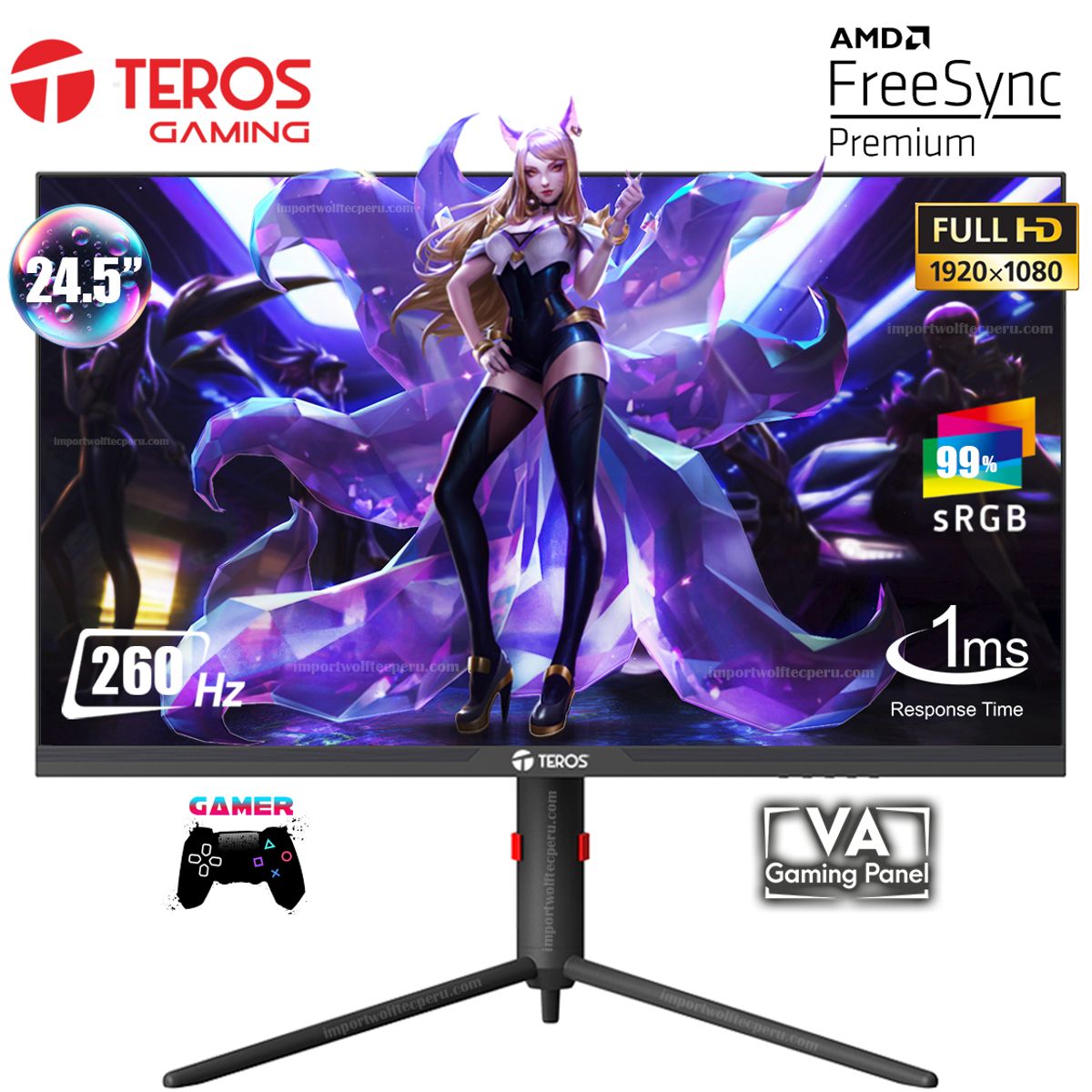 TEROS - MONITOR GAMING TEROS TE-2472G 245 VA FHD 260Hz 1ms