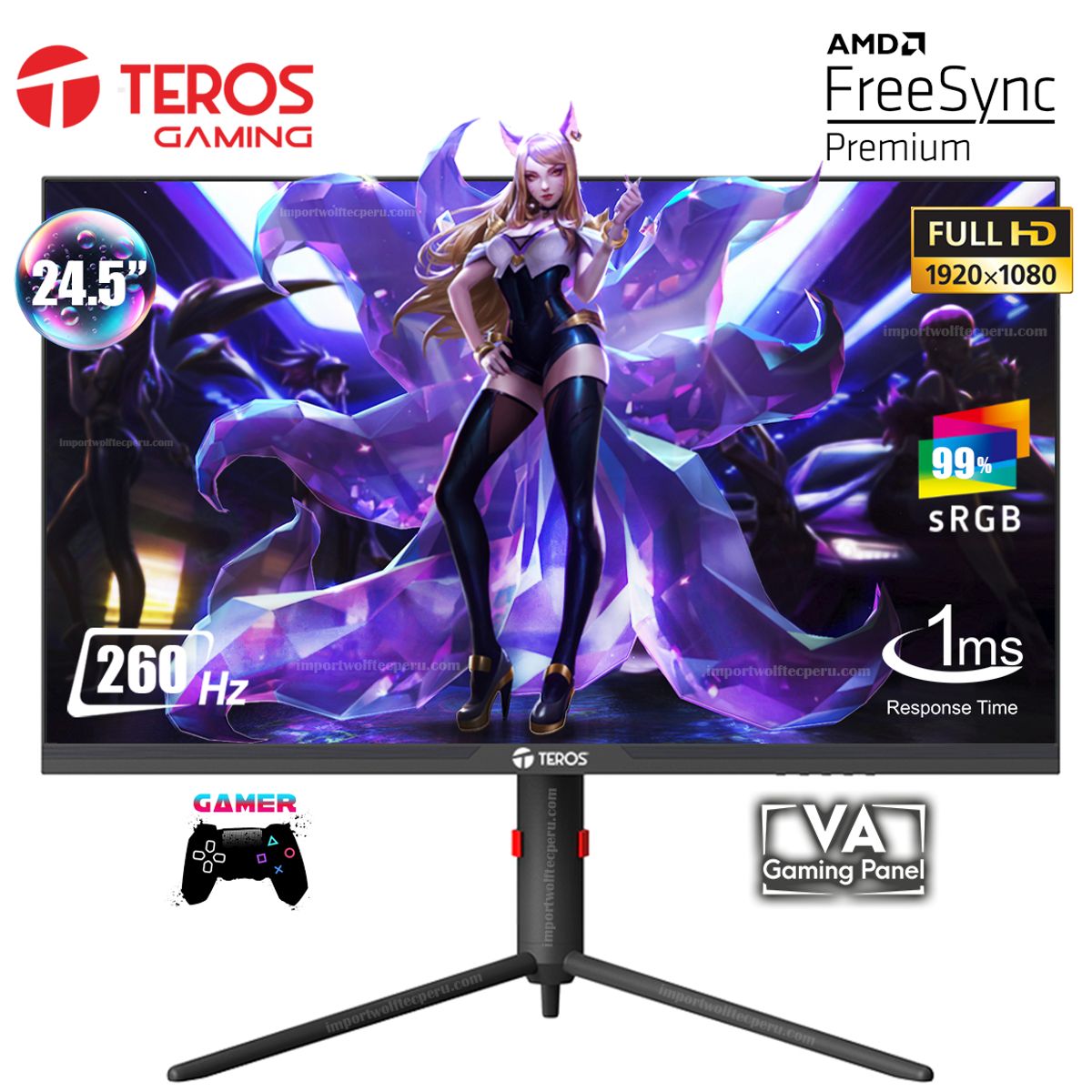 TEROS - MONITOR GAMING TEROS TE-2472G 245 VA FHD 260Hz 1ms