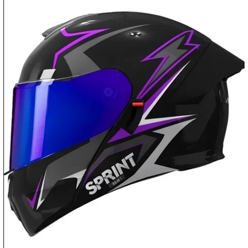 CES - CASCO MOTO AXK ABATIBLE LILA NEGRO BRILLO VISOR IRIDIUM