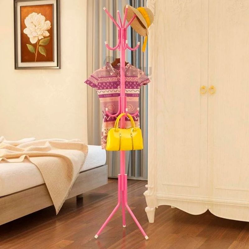 GENERICO - Perchero de Pie Metal Organizador Colgador Estante 1.75 MT Rosado